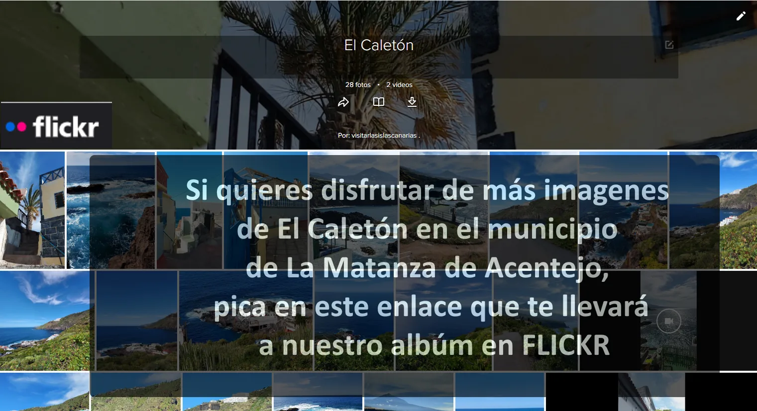 Imagen informativa sobre El Caletón en La Matanza de Acentejo, Tenerife, con enlace a galería de fotos en Flickr