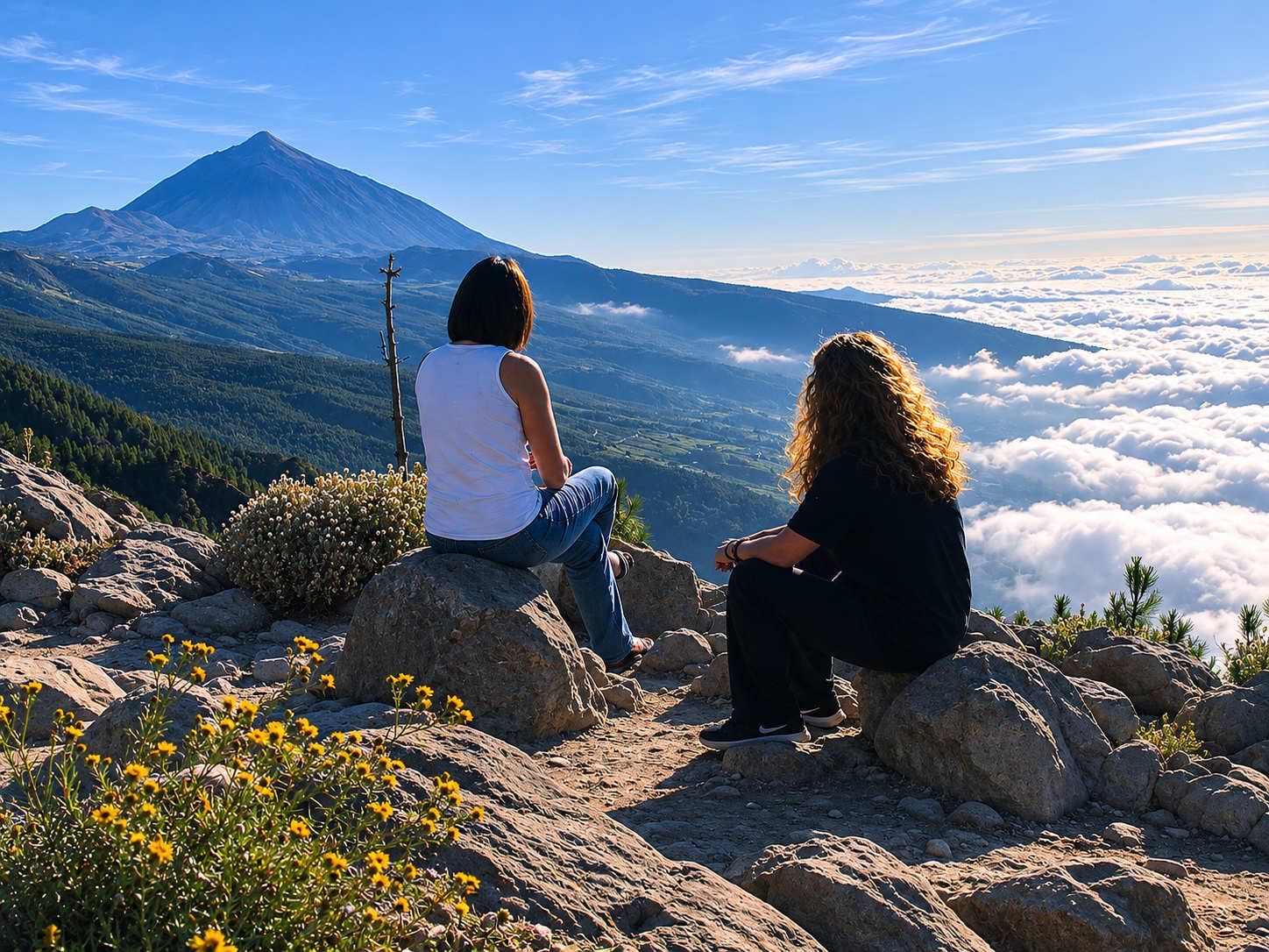 Vista del Teide con mar de nubes desde las alturas